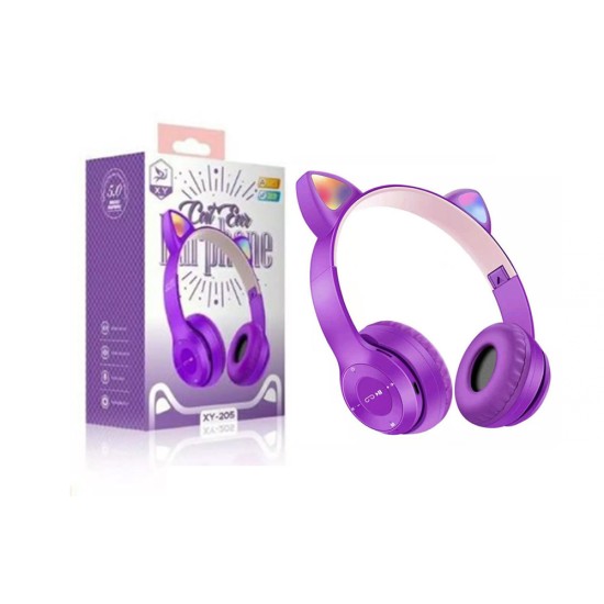 CAT EAR BLUETOOTH HEADPHONE WIRELESS XY-205 PURPLE